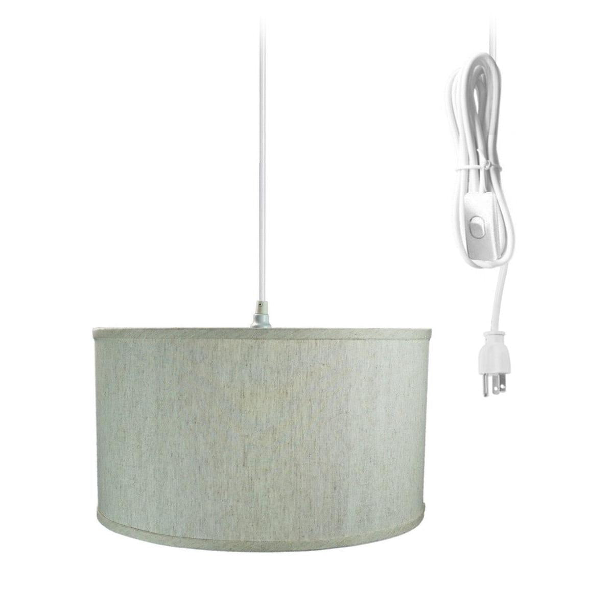 1 Light Swag Plug-In Pendant 16"w Textured Oatmeal Shade, 17' White Cord