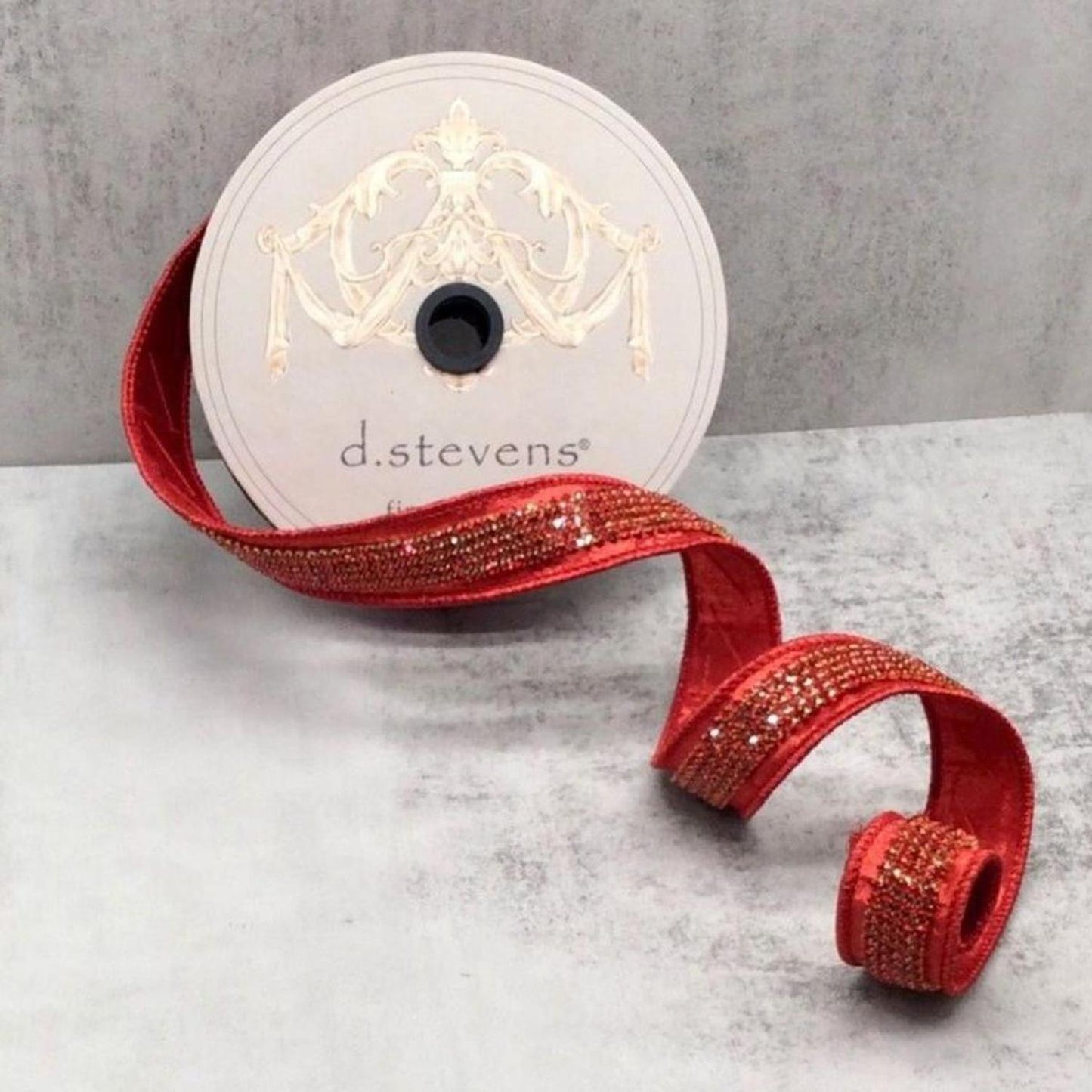 1" Metallic Dupion Duchess Jewel Ribbon: Red (5 Yards)