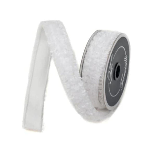 1" Plush Chenille Ribbon: White (10 Yards)