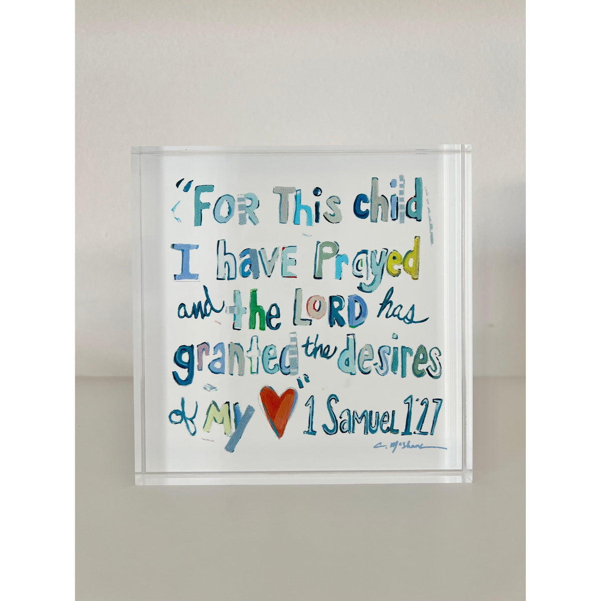 1 Samuel 1:27 Bible Verse Acrylic Tabletop Art