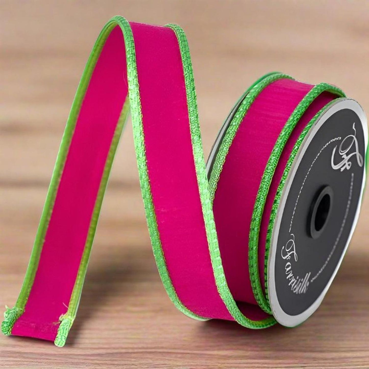 1" Accent Cord Ribbon: Hot Pink/Lime (10 Yards)