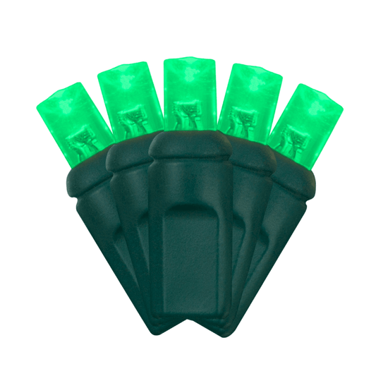 LED Mini Lights 5MM Green Static Green Wire - 6" Spacing