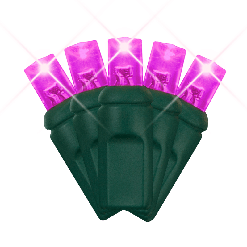 LED Mini Lights 5MM Pink Twinkle Green Wire - 6" Spacing