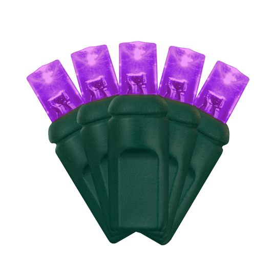 LED Mini Lights 5MM Purple Static Green Wire 6" Spacing
