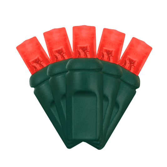 LED Mini Lights 5MM Red Static Green Wire 6" Spacing