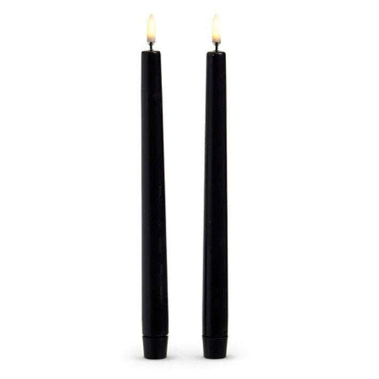 10" Black Wax Battery Operated Taper Candles