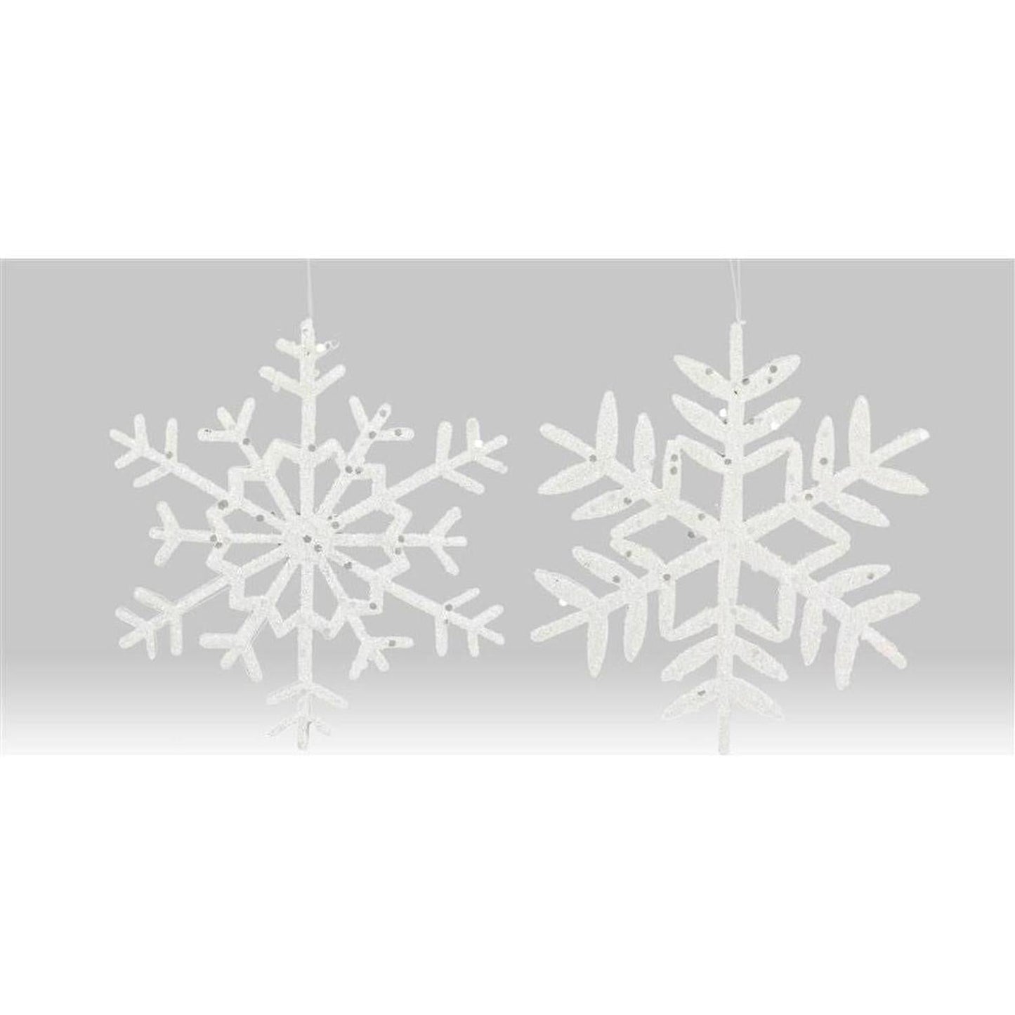 10" Glitter Snowflake Ornament: White (Asst 2)