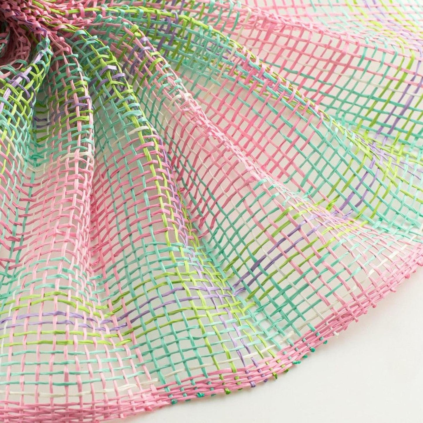 10" Plaid Poly Burlap Mesh Ribbon: Pink/Turquoise/Lavender