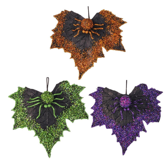 10" Sequin Spider on Leaf