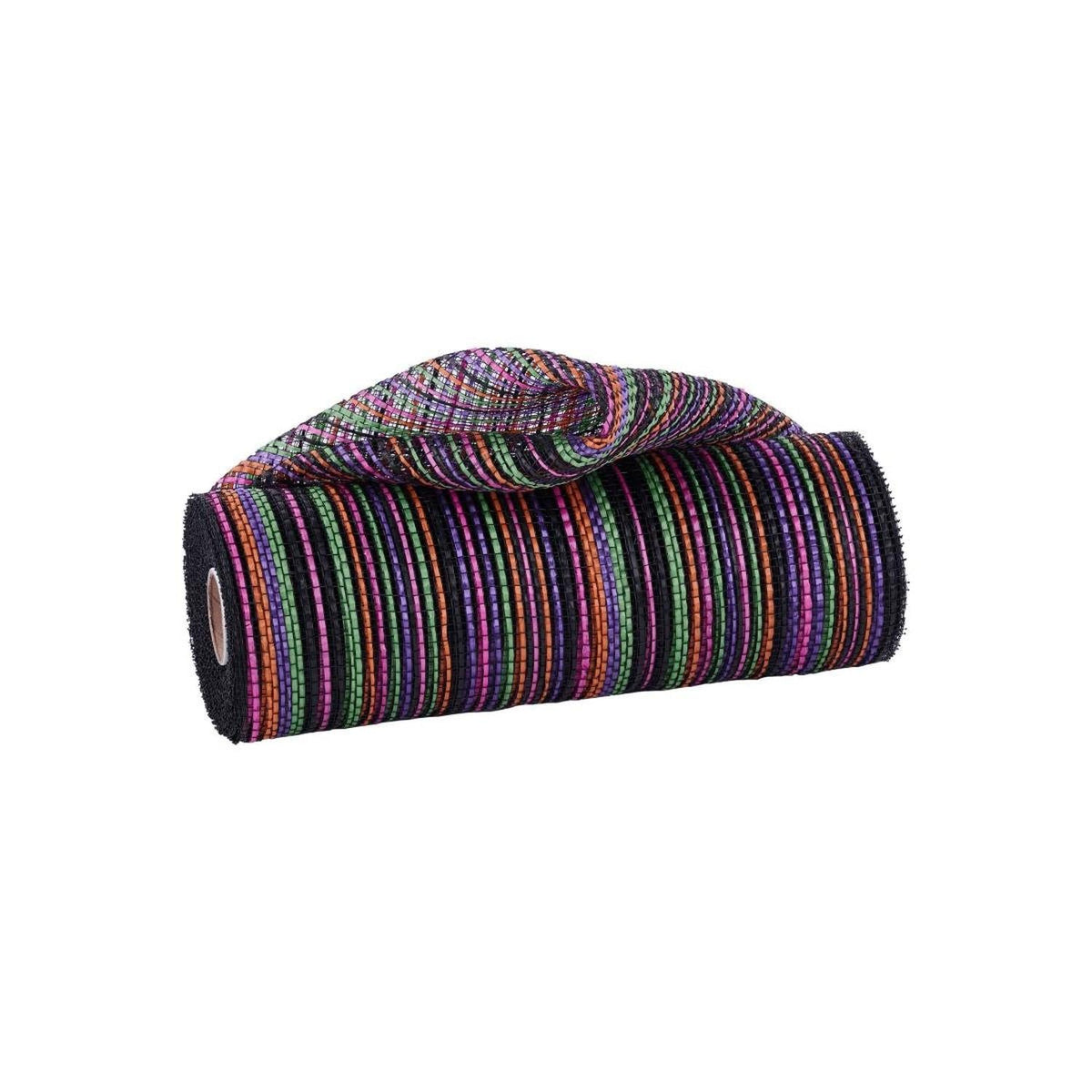 10" Vertical Multicolor Stripe Mesh: Black/Orange/Purple (10 Yards)