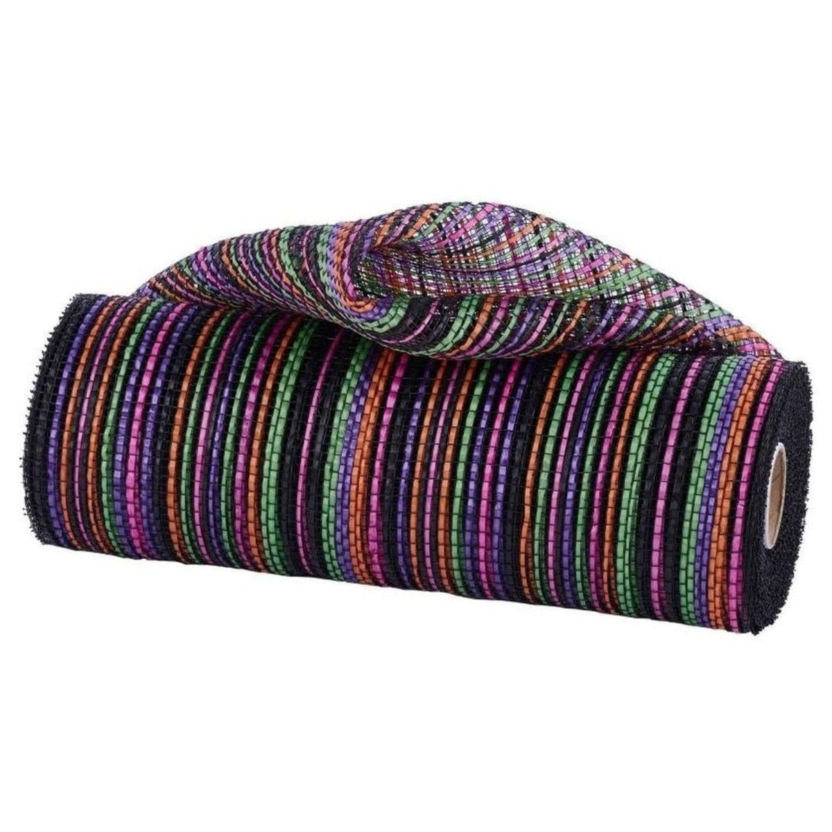 10" Vertical Multicolor Stripe Mesh: Black/Orange/Purple (10 Yards)