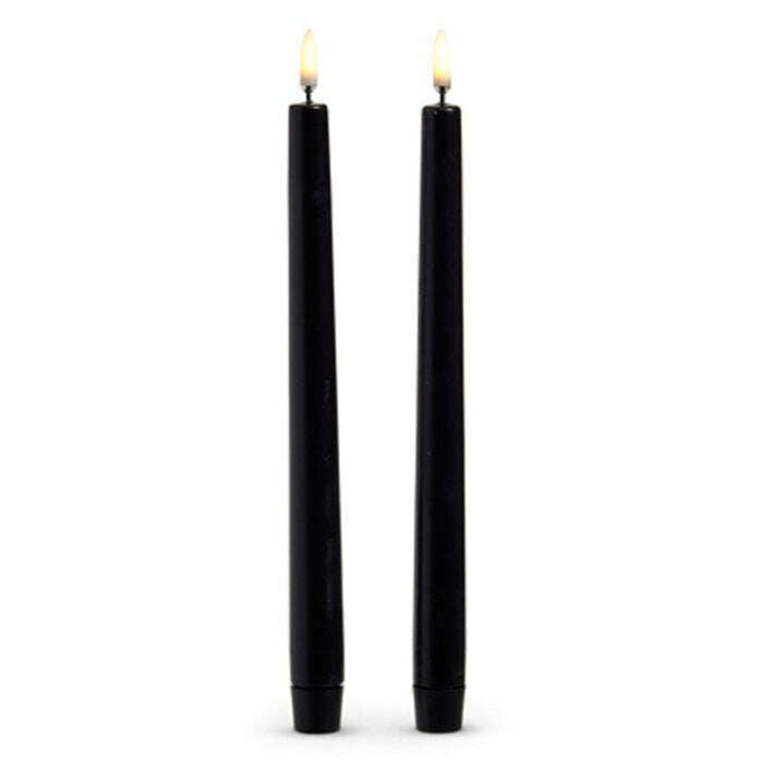 10" Black Wax Battery Operated Taper Candles