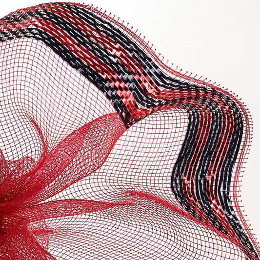 10" Border Stripe Metallic Mesh Ribbon: Red/Black (10 Yards)