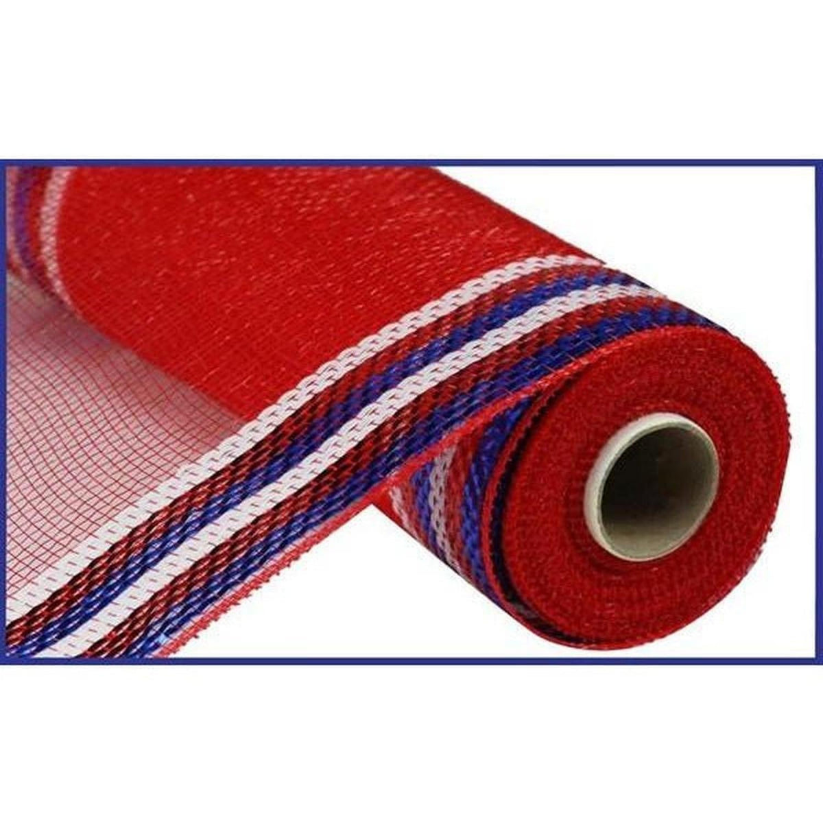 10" Border Stripe Metallic Mesh Ribbon: Red/White/Blue (10 Yards)