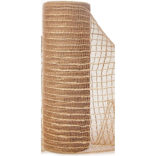 10" Burlap Poly Jute Mesh Ribbon Natural (10 Yards)