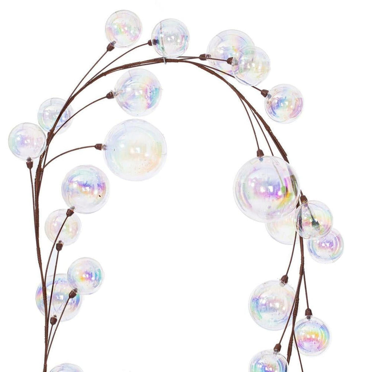 10' Clear Iridescent Branch Ball Wire Garland
