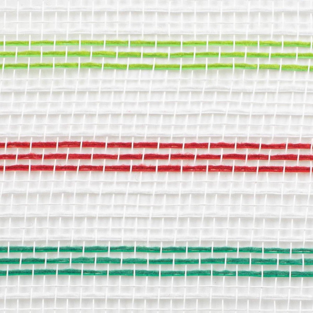 10" Faux Jute Stripe Mesh Ribbon: White, Red, Green (10 Yards)