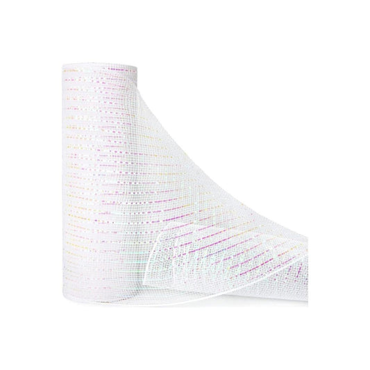10" Iridescent Foil Mesh Ribbon: White (10 Yards)