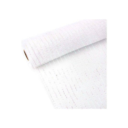 10" Iridescent Foil Mesh Ribbon: White (10 Yards)