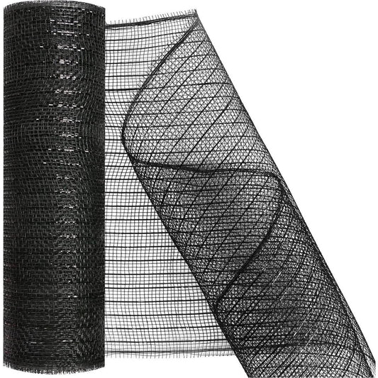 10" Metallic Black with Black Foil Mesh Ribbon (10 Yards)