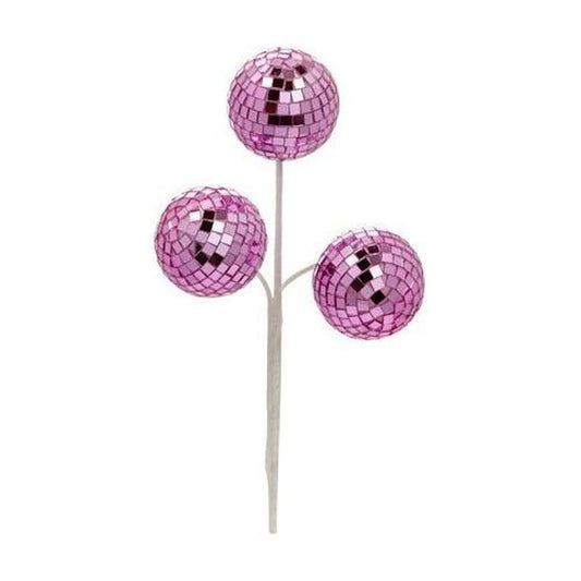 10" Pink Disco Ball Holiday Spray