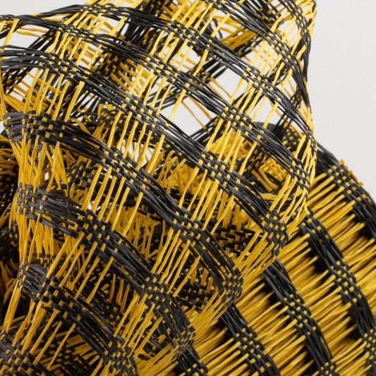 10" Poly Burlap Check Mesh Ribbon: Black & Yellow