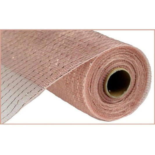 10" Poly Deco Mesh Ribbon: Metallic New Rose Gold w/Foil