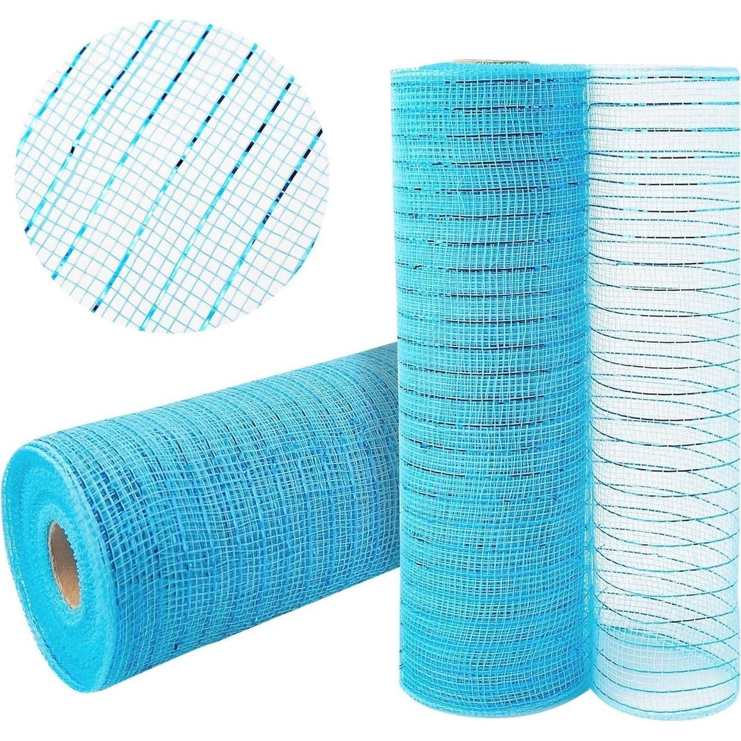 10" Poly Deco Mesh Ribbon: Metallic Turquoise (10 Yards)