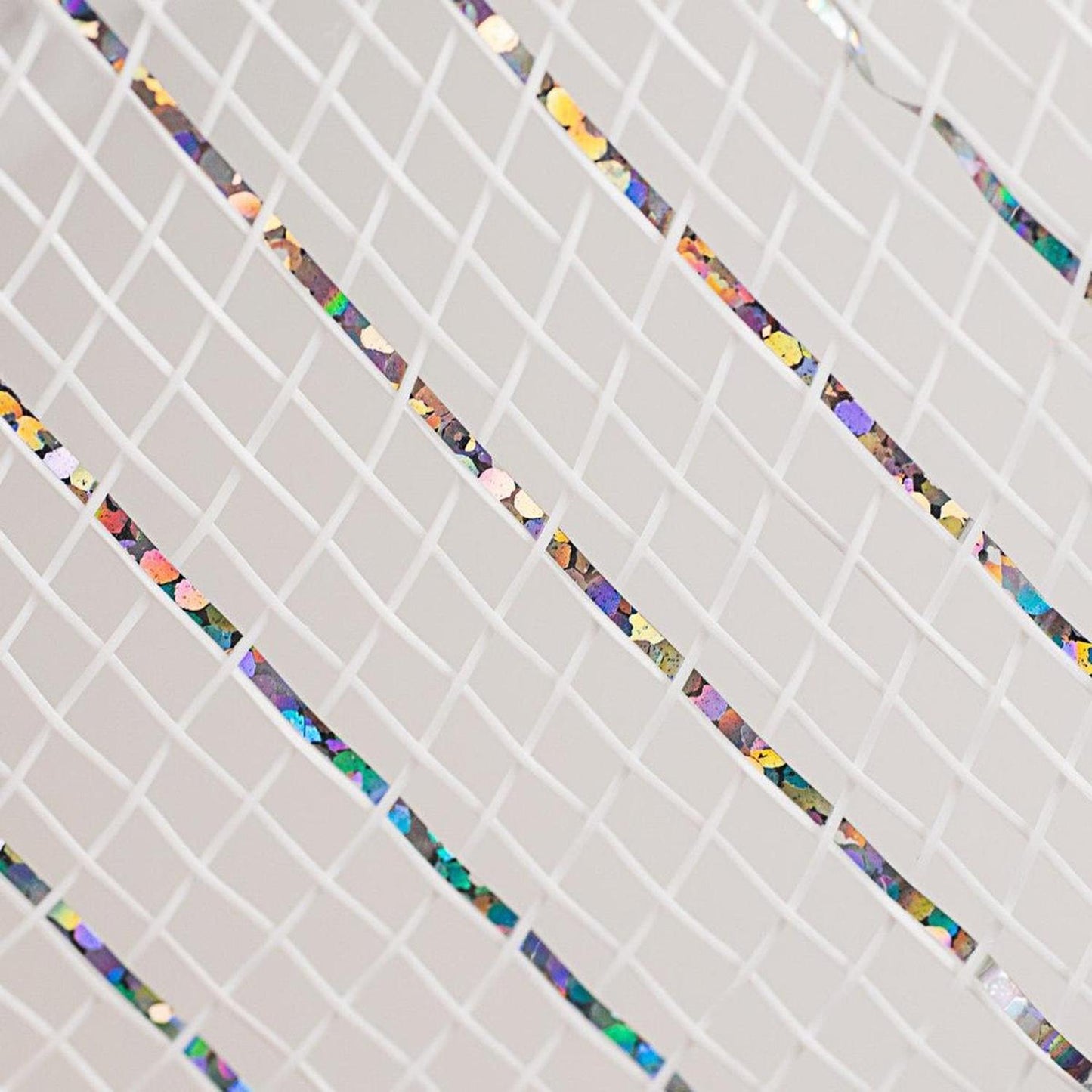 10" Value Deco Mesh Ribbon: White/Silver Foil