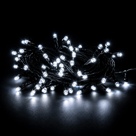 100 LED Green Wire String Light with connector - White
