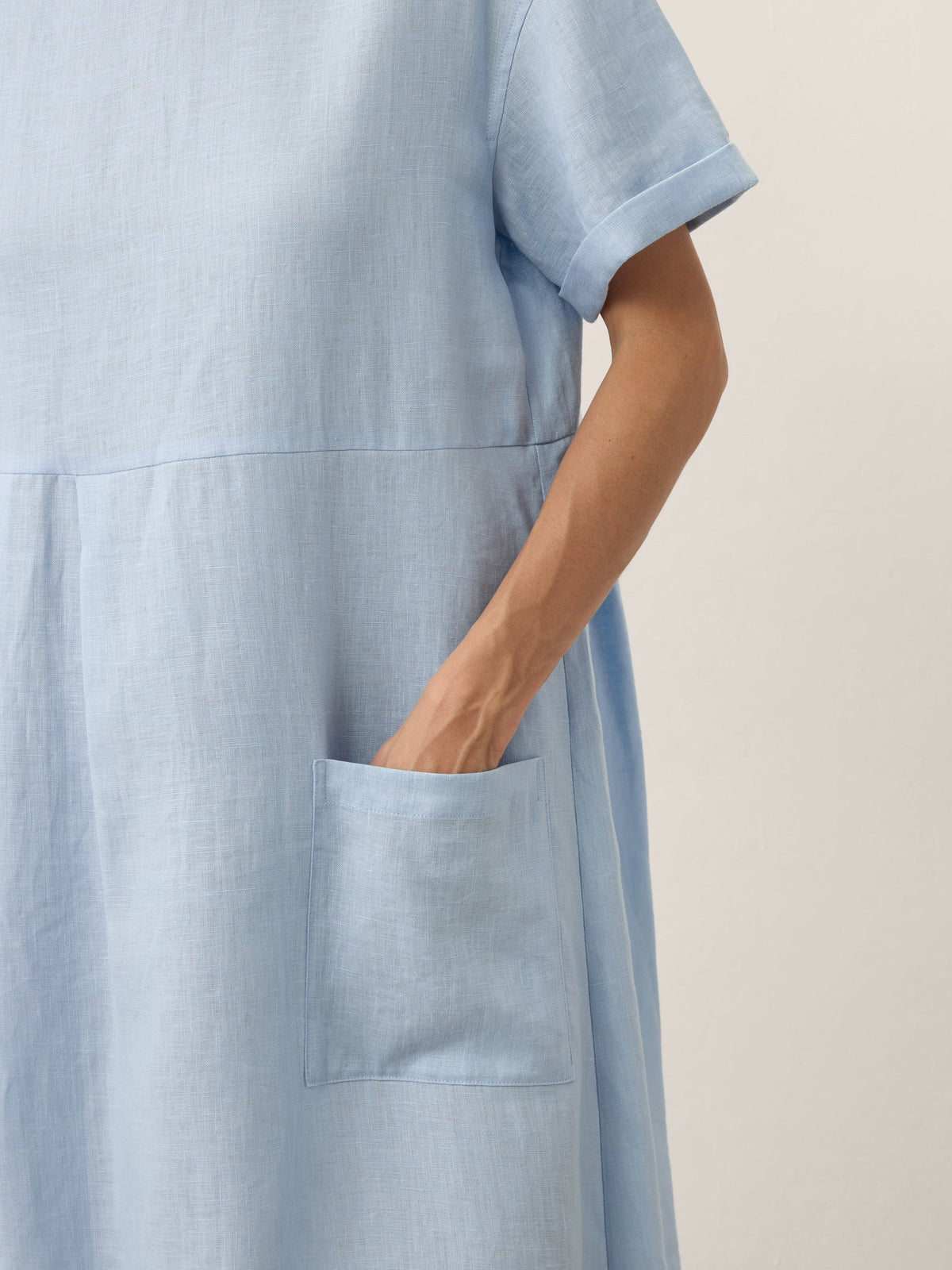 a person wearing a blue dress