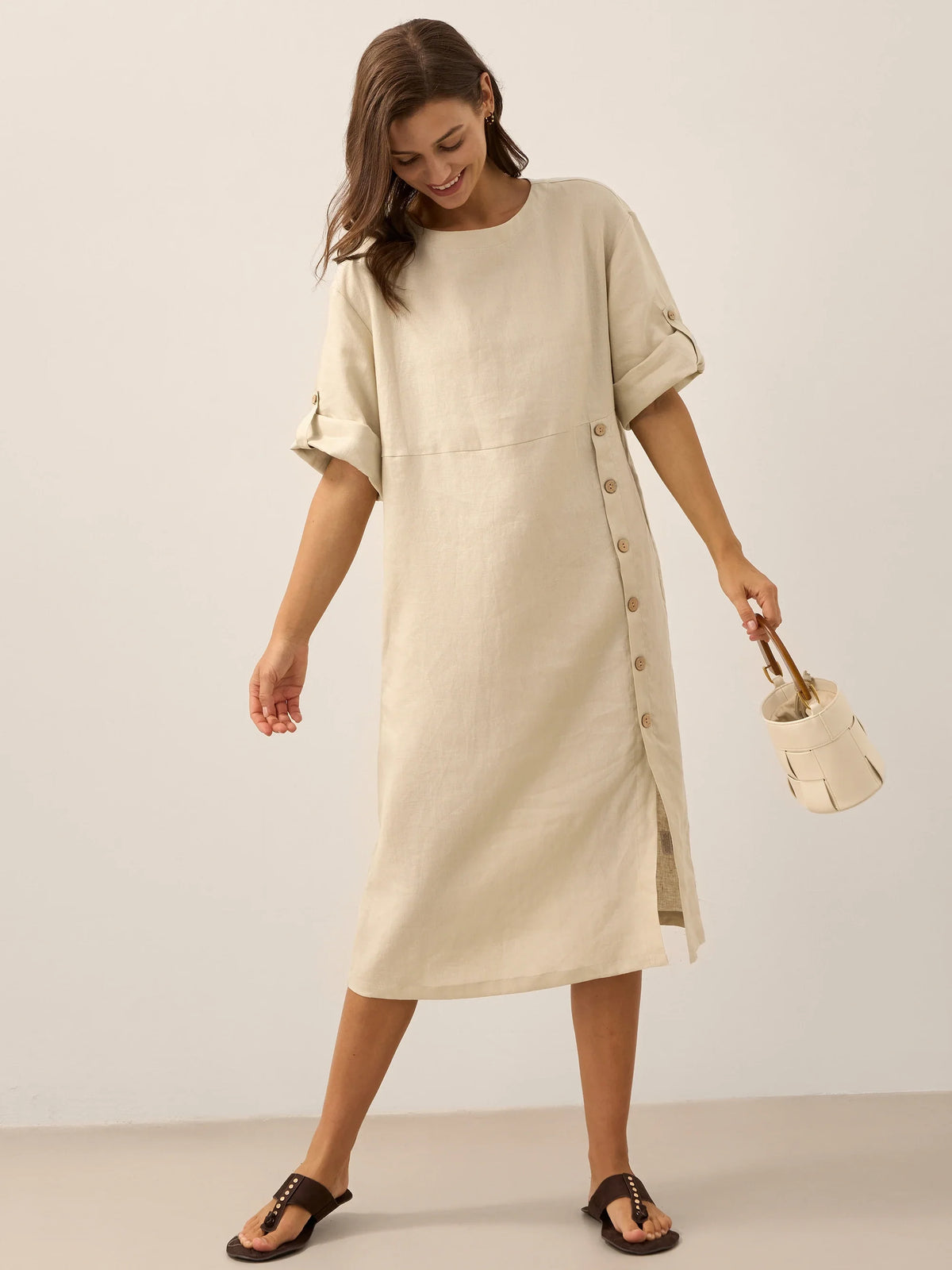 a woman in a white dress