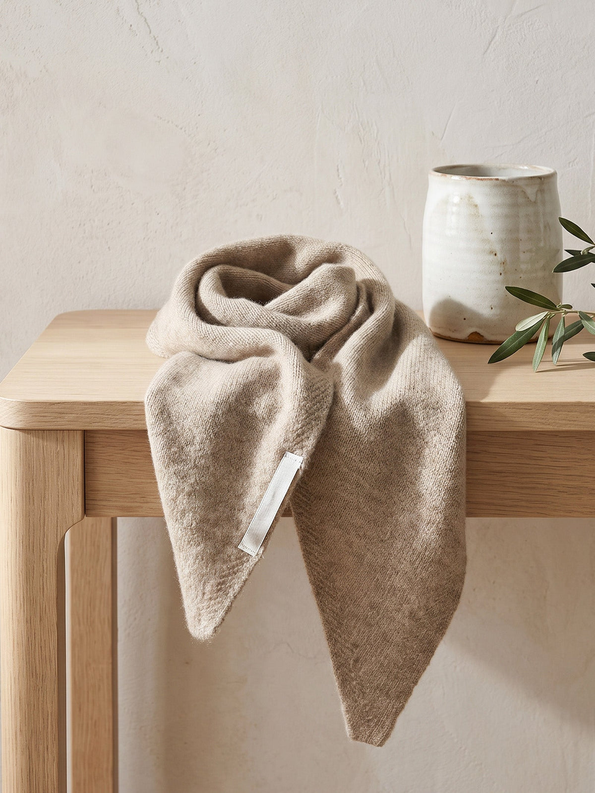 Wool Knitted Triangle Scarf