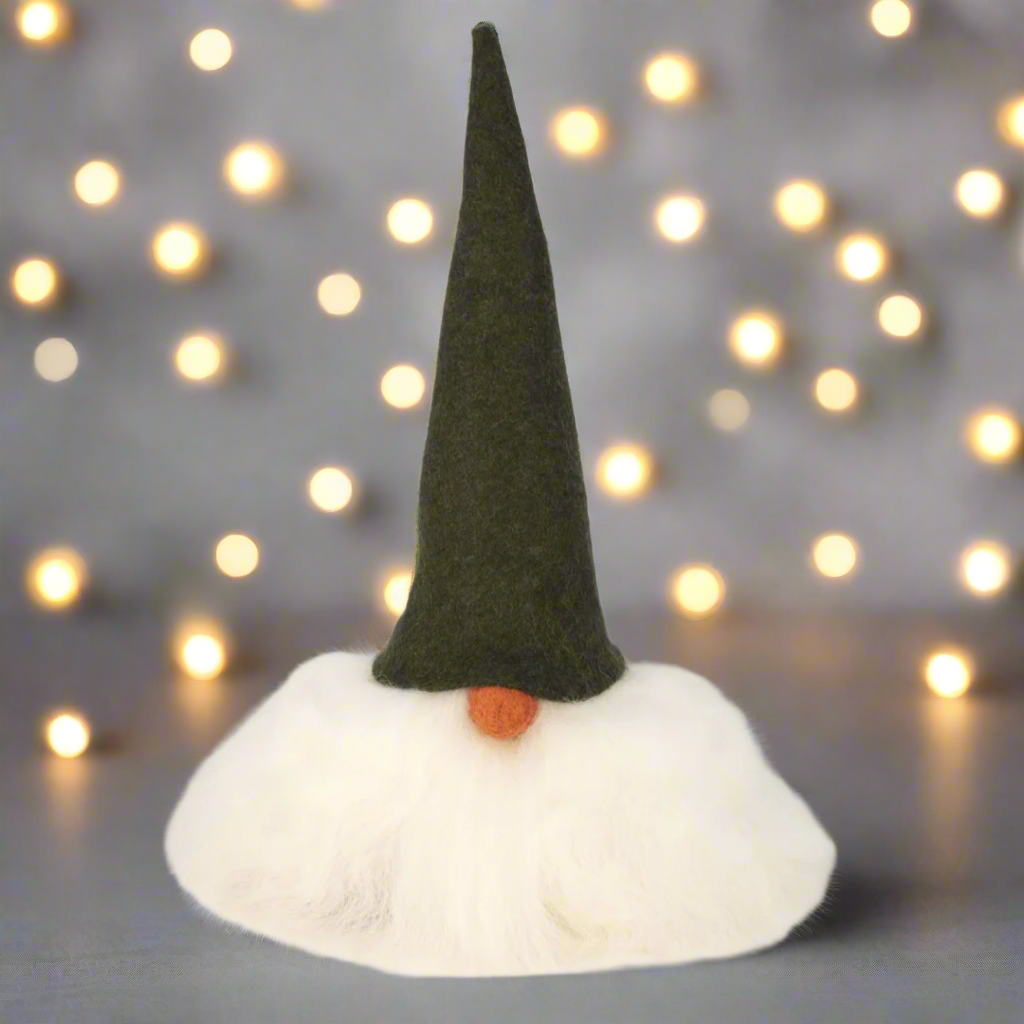 Tomte Gnome - Walter with Felt Cap (Green)