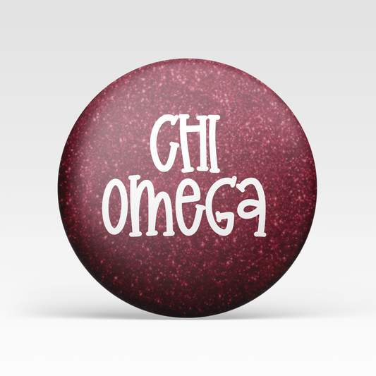 a red round object with white text