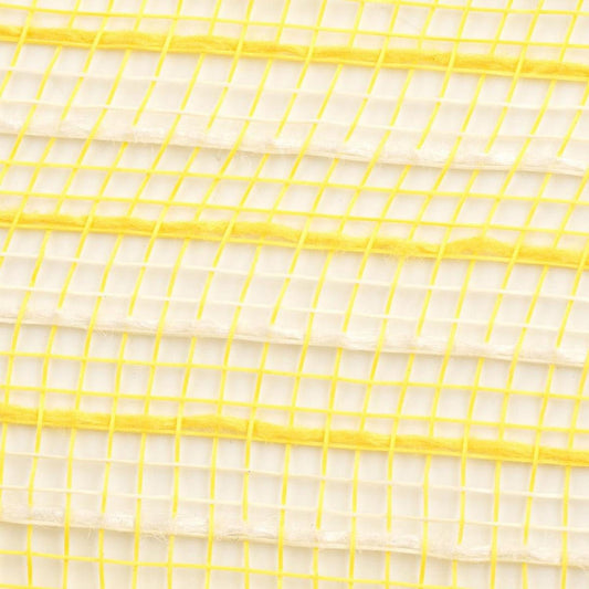 10.5" Poly Jute Deco Mesh Ribbon: Yellow & Cream