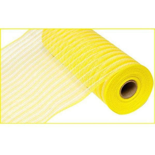 10.5" Poly Jute Deco Mesh Ribbon: Yellow & Cream