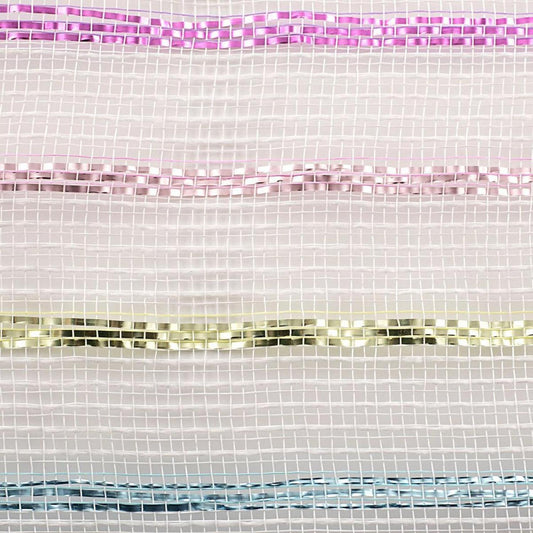 10.5" Poly Jute Matte Stripe Mesh Ribbon: Metallic Pastel Stripes (10 Yards)