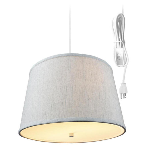 10"W 2 Light Swag Plug-In Pendant Light Textured Oatmeal with Diffuser White Cord
