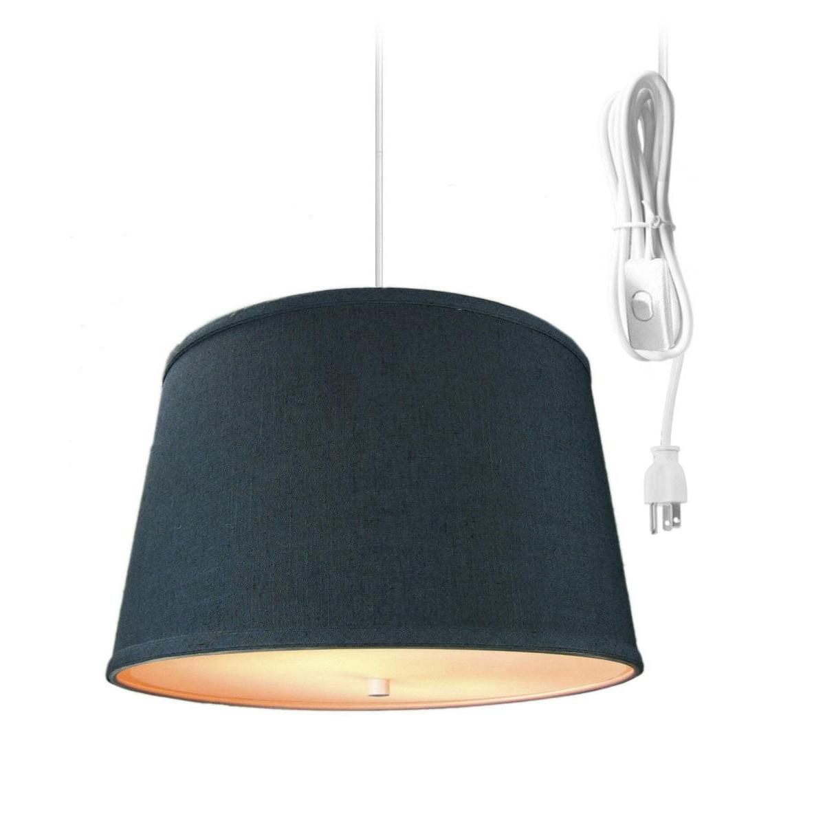 10"W 2 Light Swag Plug-In Pendant Light Textured Slate Blue with Diffuser White Cord
