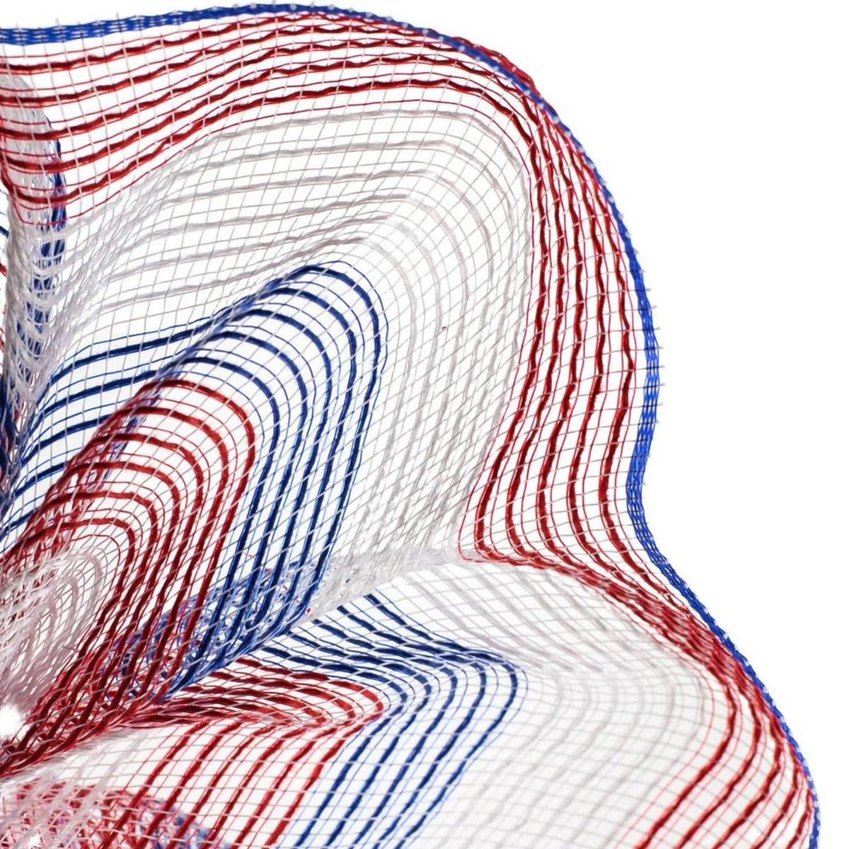 10.5" Faux Jute Stripe Mesh Ribbon: Red, White & Blue (10 Yards)