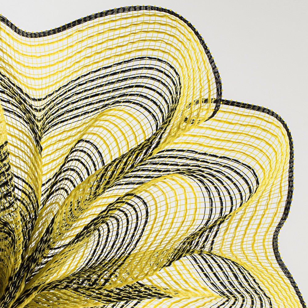 10.5" Faux Jute Striped Mesh Ribbon: Yellow & Black (10 Yards)