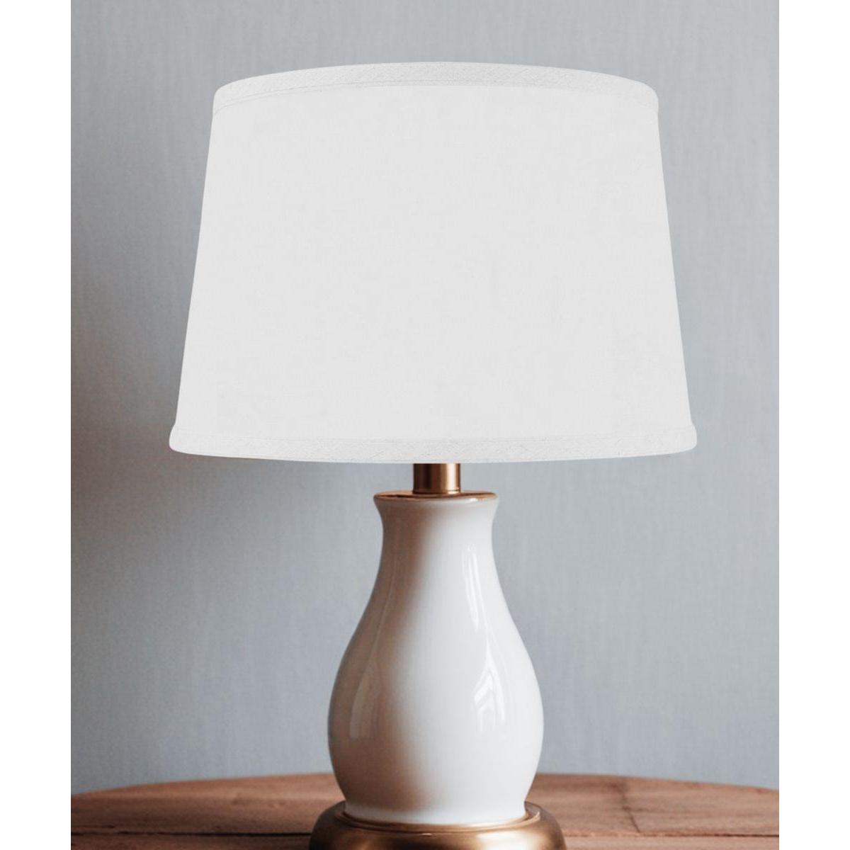 10x12x8" CLIP-ON FITTER Hardback Shallow Drum Lamp Shade White Linen