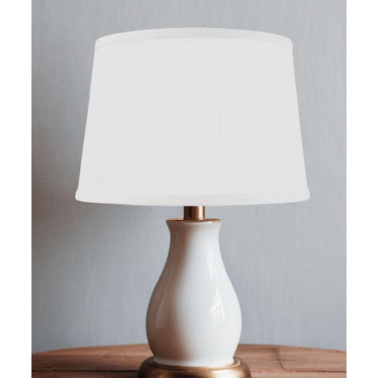 10x12x8" CLIP-ON FITTER Hardback Shallow Drum Lamp Shade White Linen