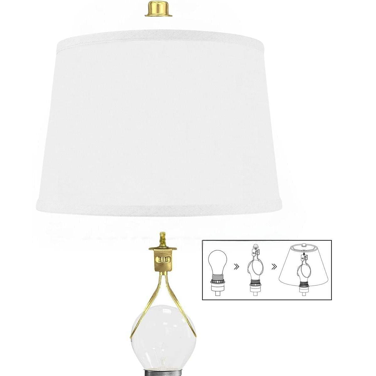 10x12x8" CLIP-ON FITTER Hardback Shallow Drum Lamp Shade White Linen