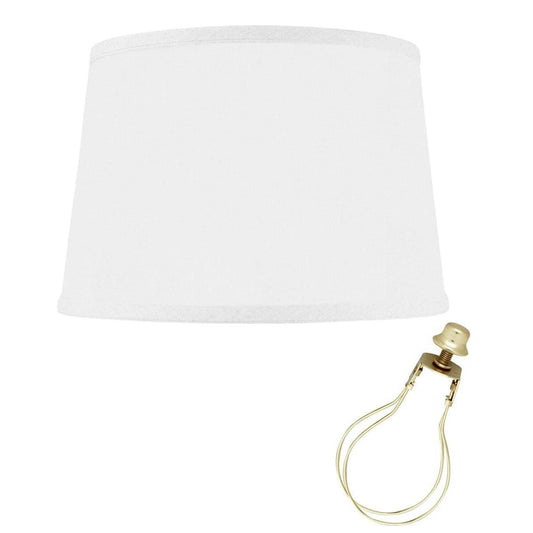 10x12x8" CLIP-ON FITTER Hardback Shallow Drum Lamp Shade White Linen