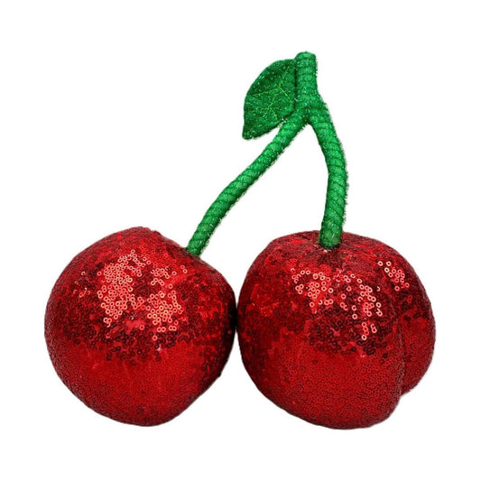 11" Plush Sequin Cherry Accent