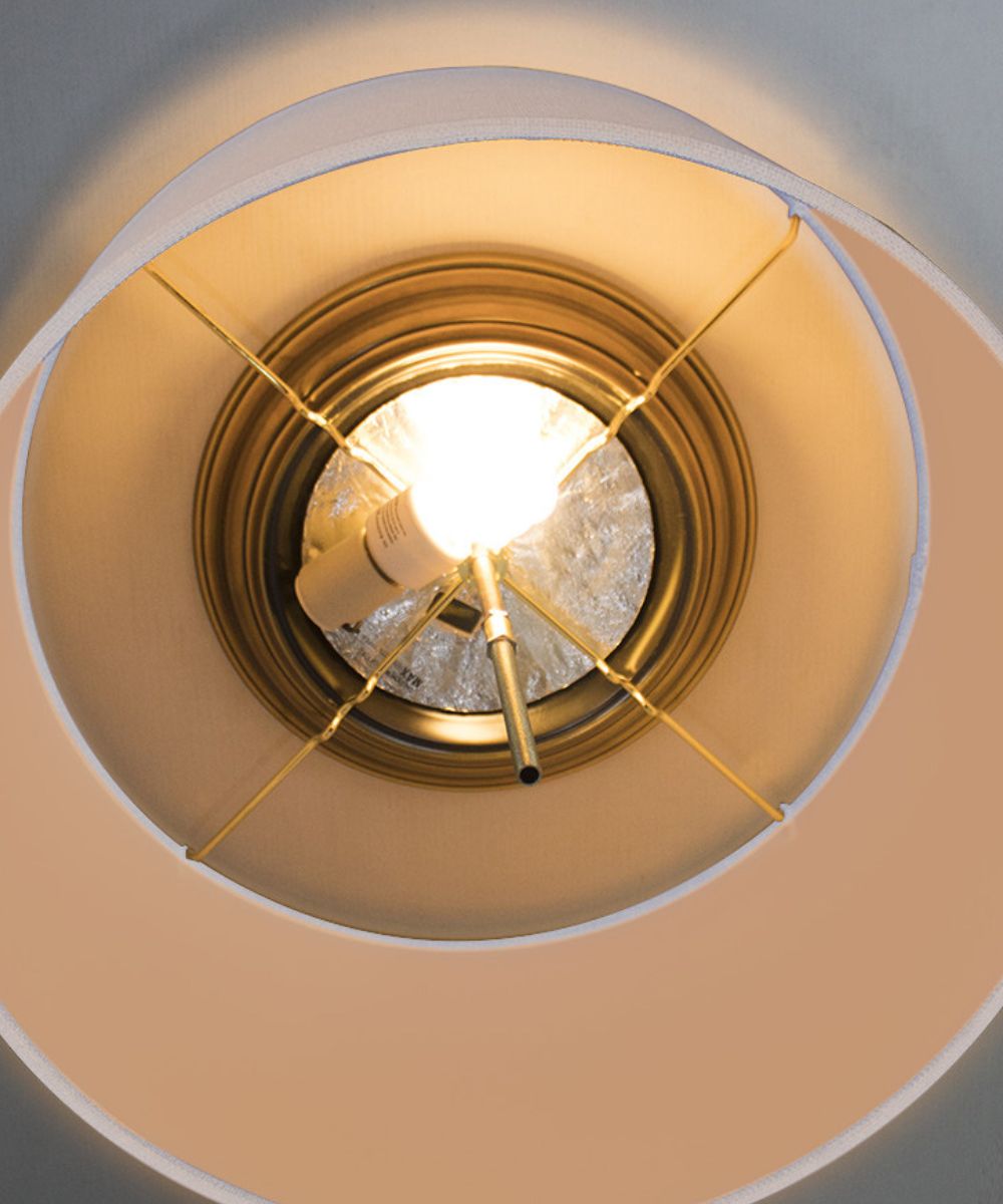 16"W Moderne Flush Mount Conversion Kit  White Linen Drum Lampshade