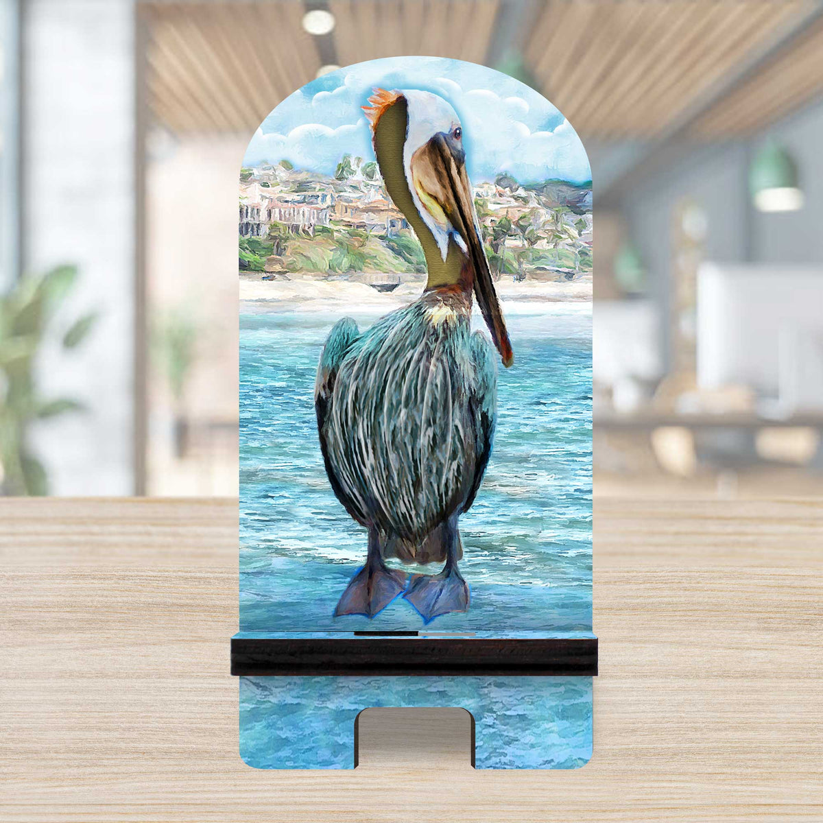 Pelican Coastal Cell Phone Stand Wood Mobile Tablet Holder Charging Station Organizer - 892044