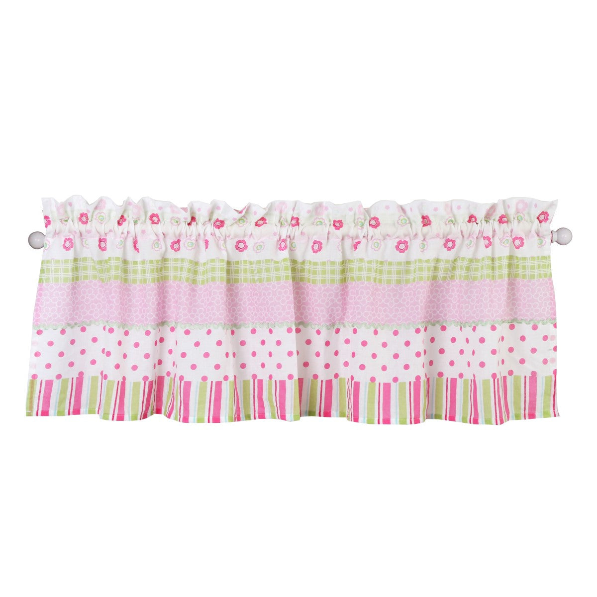 a pink and green curtain